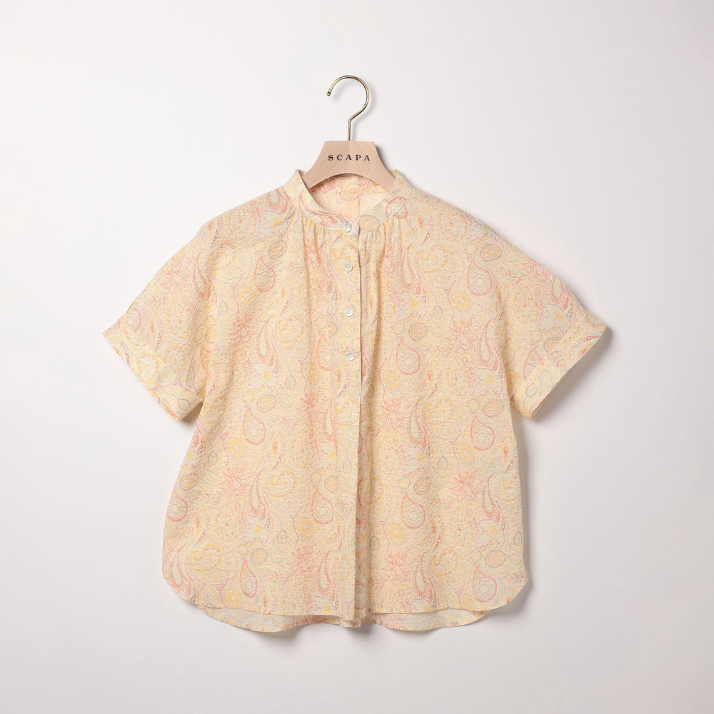 Liberty Printウェーブスタンド衿ブラウス
