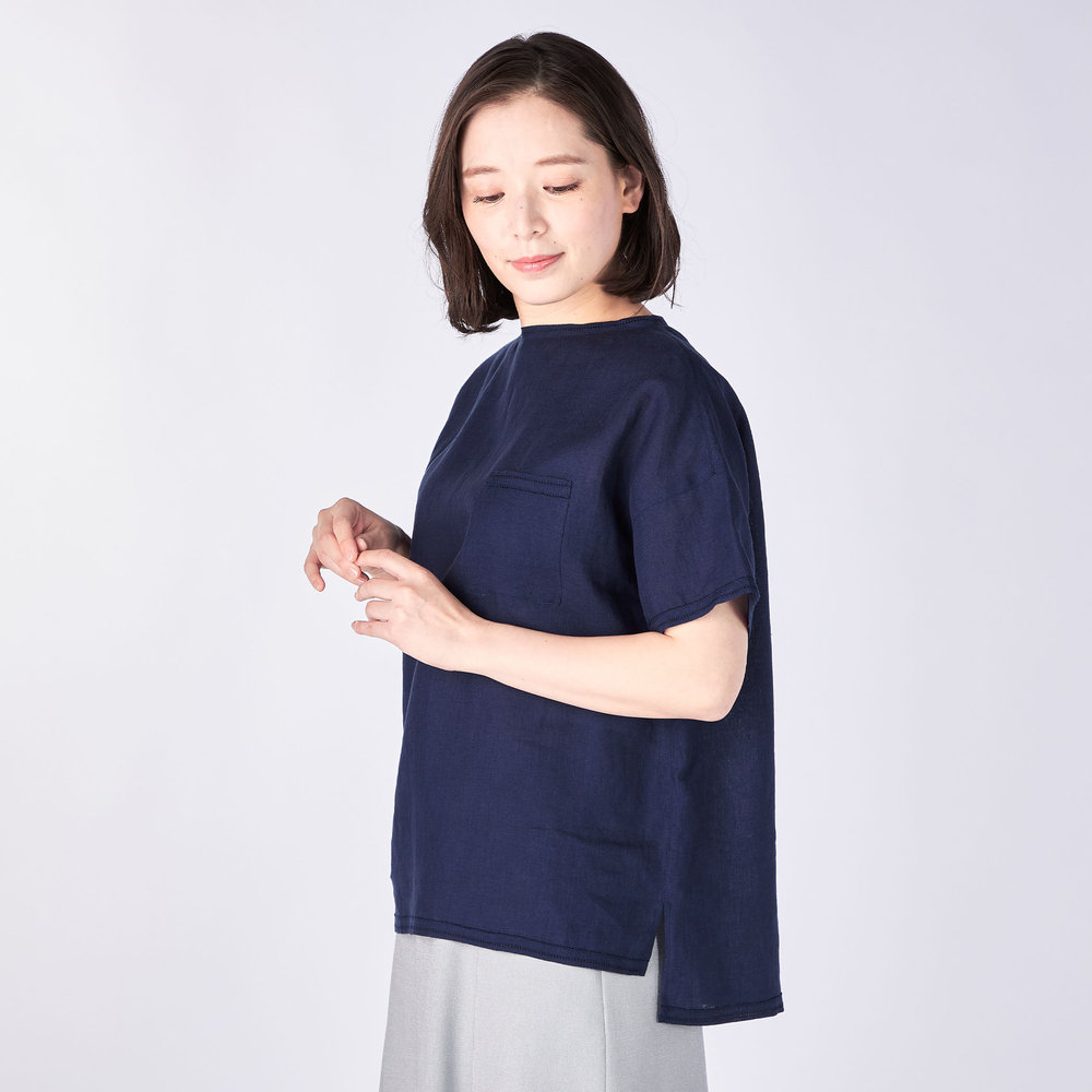 60/-リネンプルオーバーブラウス
